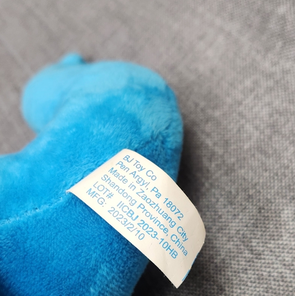 B.J. Toy Co  Blue With Yellow Spots Dinosaur Plush Stitch Eyes Lovey Soft 12" - Picture 6 of 7